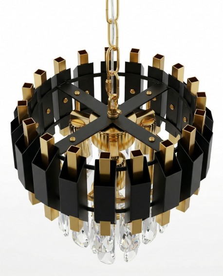 KLASYCZNY ŻYRANDOL KRYSZTAŁOWY CZARNO-ZŁOTY RIVO D25
