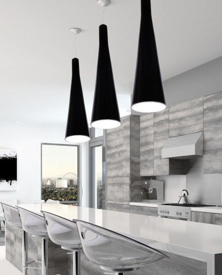 POTRÓJNA NOWOCZESNA LAMPA WISZĄCA CZARNA MORRATE GLOSS W3