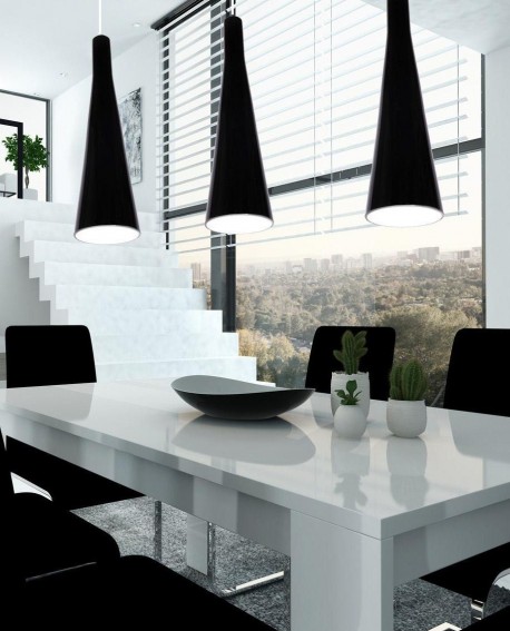 POTRÓJNA NOWOCZESNA LAMPA WISZĄCA CZARNA MORRATE GLOSS W3