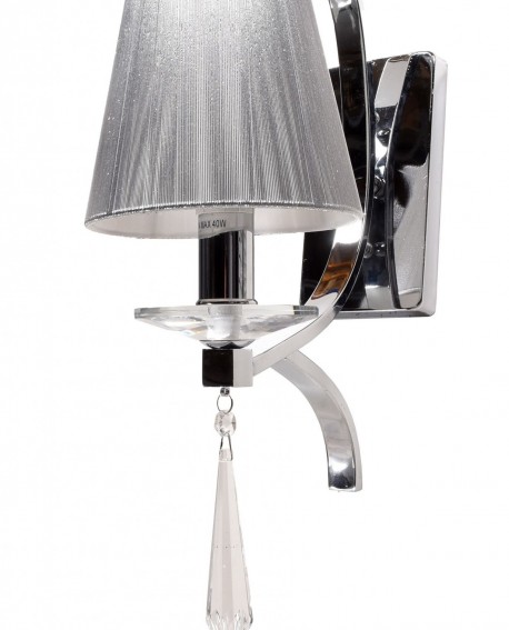 LAMPA ŚCIENNA KINKIET KRYSZTAŁOWY SREBRNY VENISIA W1