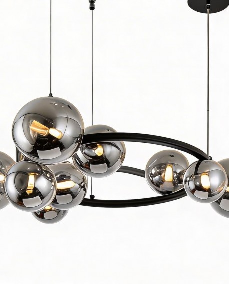 NOWOCZESNA LAMPA WISZĄCA CZARNO-DYMIONY MERIDO W10