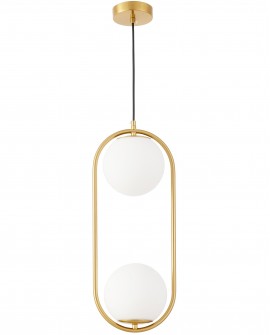 nowoczesna lampa wisząca szczotkowane złoto kule do salonu eleganckie oświetlenie wnętrza marki Lampit model VERO 2B