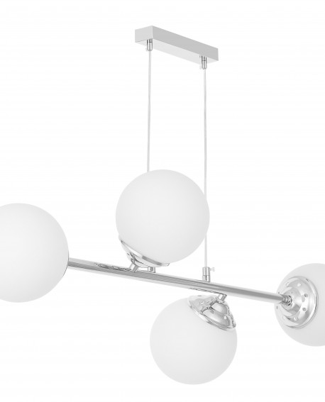 Nowoczesny żyrandol z białymi kulami idealny do jadalni