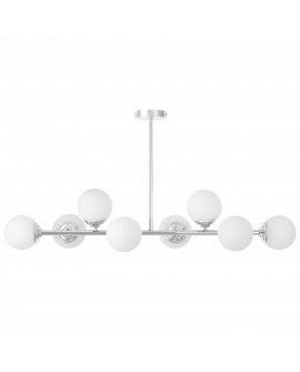 designerska lampa wisząca chromowana 8 białych kul do salonu nowoczesne eleganckie oświetlenie wnętrza styl glamour Lampit