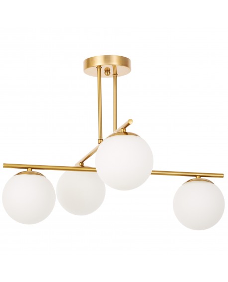 lampa Ledo wisząca szczotkowane złoto 4 białe kule do eleganckiego oświetlenie wnętrza Lampit