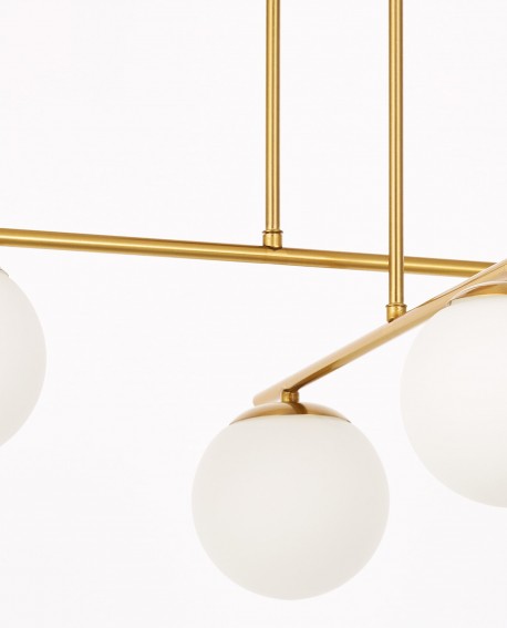 luksusowa lampa wisząca szczotkowane złoto kule 4 źródła światła funkcjonalne oświetlenie wnętrza