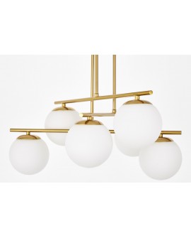 nowoczesne oświetlenie przedpokoju lampa wisząca złota 6 białych kul designerskie światło efektowna forma wnętrza