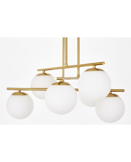 nowoczesne oświetlenie przedpokoju lampa wisząca złota 6 białych kul designerskie światło efektowna forma wnętrza