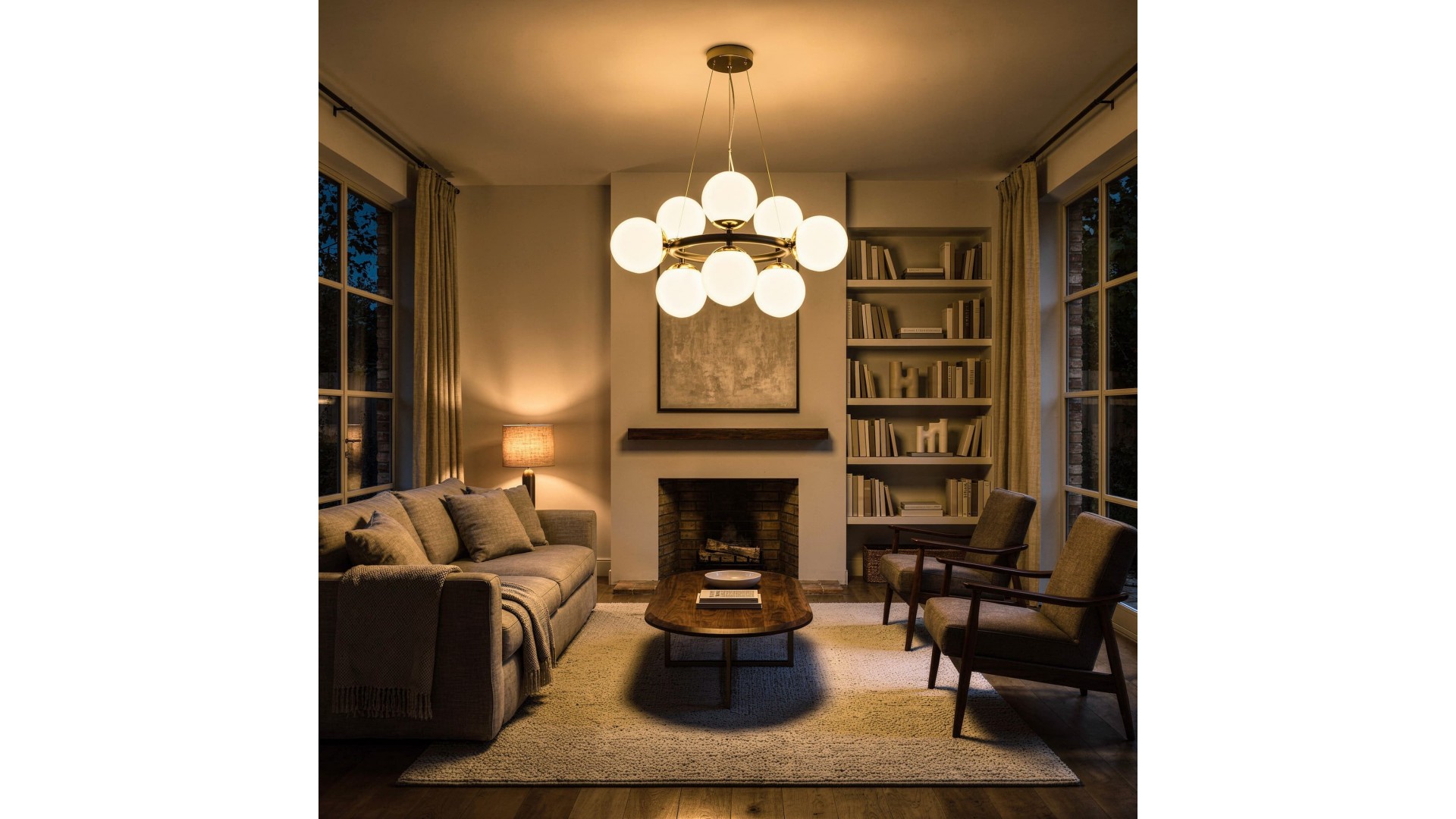 elegancka lampa wisząca czarno złota kule do sypialni miękkie światło nowoczesny styl oświetlenia wnętrza
