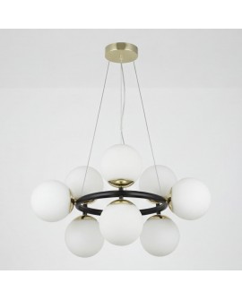 lampa wisząca czarno złotej kule nowoczesna forma eleganckie oświetlenie wnętrza