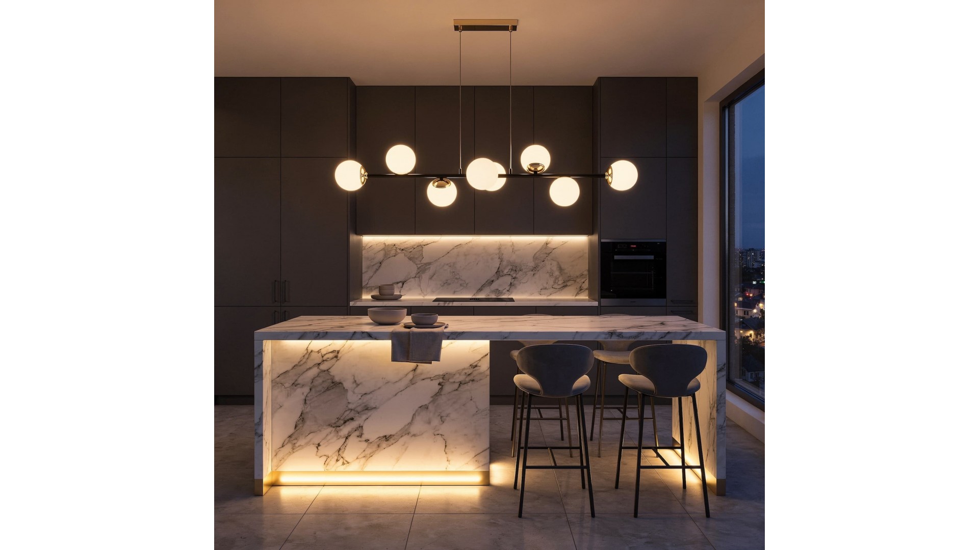 Lampa do kuchni wisząca czarno złota kule mleczne geometryczna forma