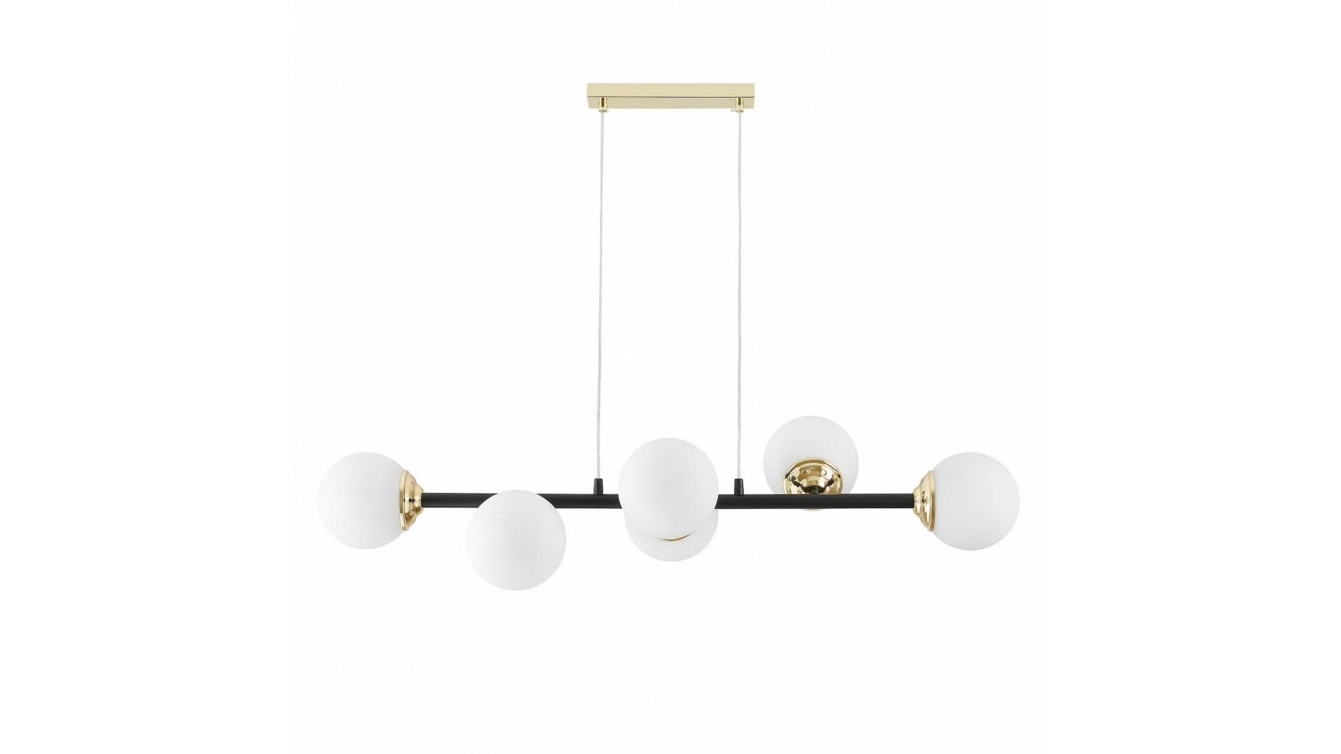 elegancka lampa wisząca czarno złota kule do sypialni miękkie światło nowoczesne oświetlenie wnętrza styl glamour