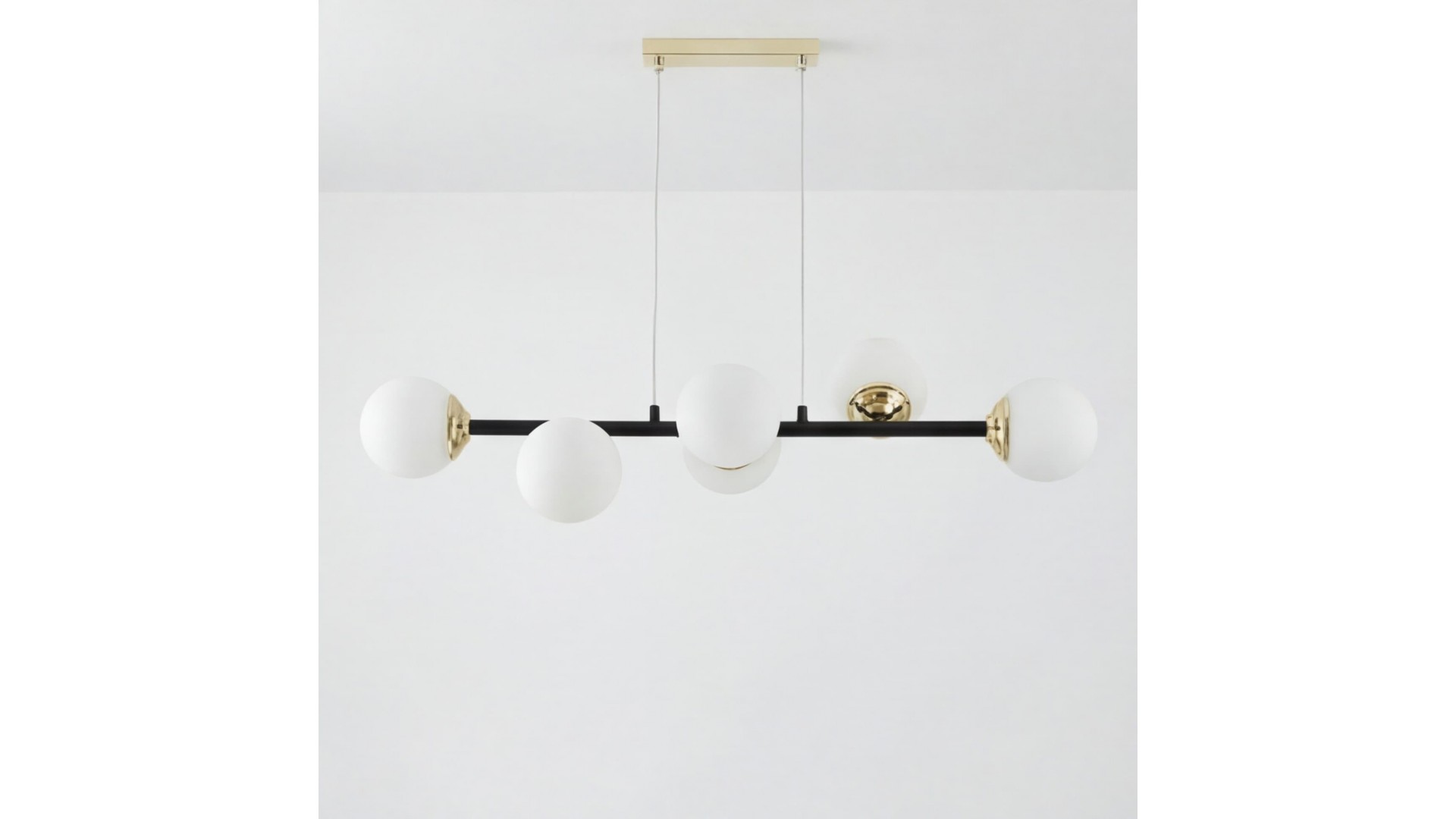 Lampa wisząca z sześcioma punktami światła z białymi kulami