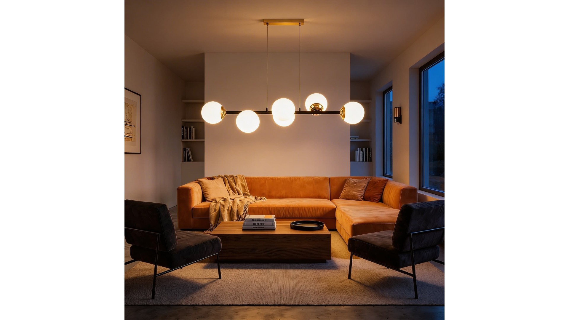 nowoczesny żyrandol prosta forma, mleczne kule lampa do salonu