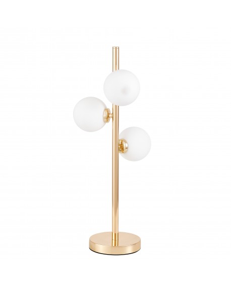  designerska lampa stołowa złota 3 białe kule na biurko nowoczesne eleganckie oświetlenie wnętrza Marsiada 3