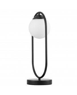 stylowa lampka nocna czarna z białym kloszem kula do sypialni miękkie światło funkcjonalne oświetlenie stolika