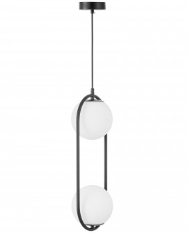 Nowoczesna lampa wisząca czarna rama ze szklanymi kulami do salonu 2 punkty światła VERO 2B