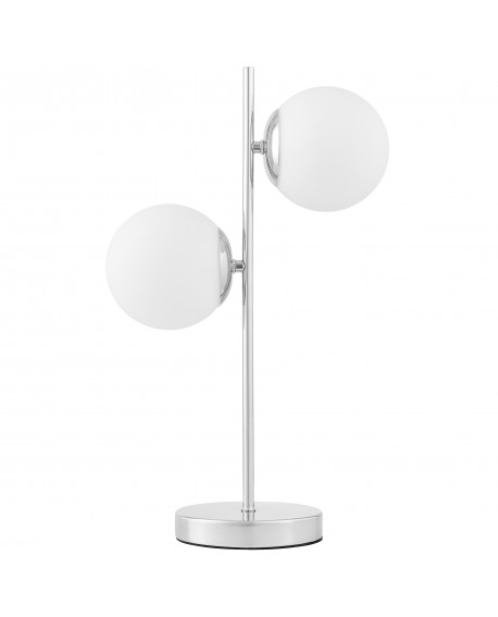 designerska lampa biurkowa chromowana 2 białe kule na biurko nowoczesne eleganckie oświetlenie do pracy Teso W2