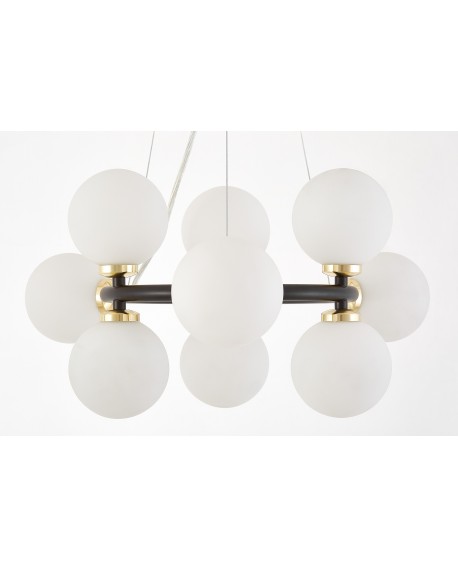 Rozbudowana lampa sufitowa Marsiada W9 Lumina Deco z białymi szklanymi kloszami