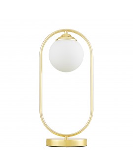 Nowoczesna lampa biurkowa Lampit VERO W1 w klasycznym złotym kolorze z białym kloszem