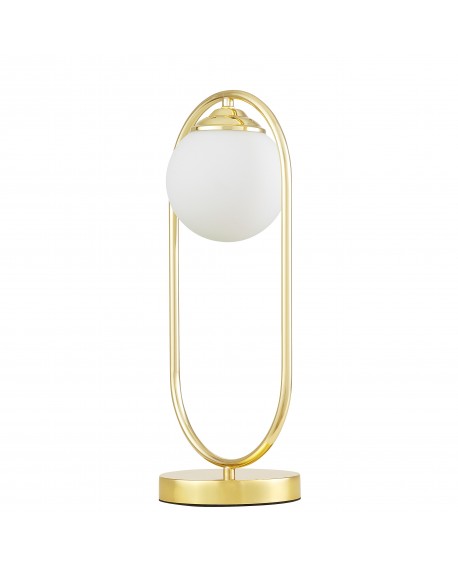 Lampa biurkowa Lampit w odcieniu klasycznego złota z mleczną kulą 