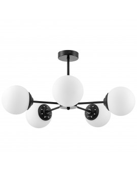 LAMPA WISZĄCA SUFITOWA NOWOCZESNA CZARNA BIAŁE KULE FINO 5 LED