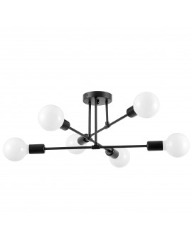  Czarna lampa sufitowa Nova w stylu nowoczesnym od Lampit z sześcioma kulistymi kloszami do salonu