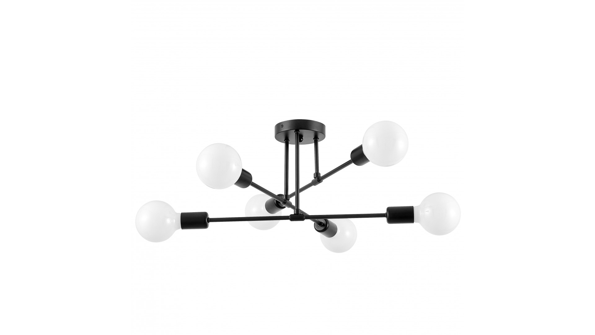 Czarna lampa sufitowa Nova w stylu nowoczesnym od Lampit z sześcioma kulistymi kloszami do salonu