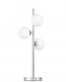 lampa stołowa biurkowa nowoczesna chromowana białe kule marsiada 3 lumina deco na białym tle