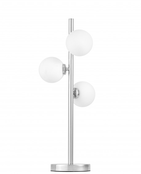 lampa stołowa biurkowa nowoczesna chromowana białe kule marsiada 3 lumina deco na białym tle