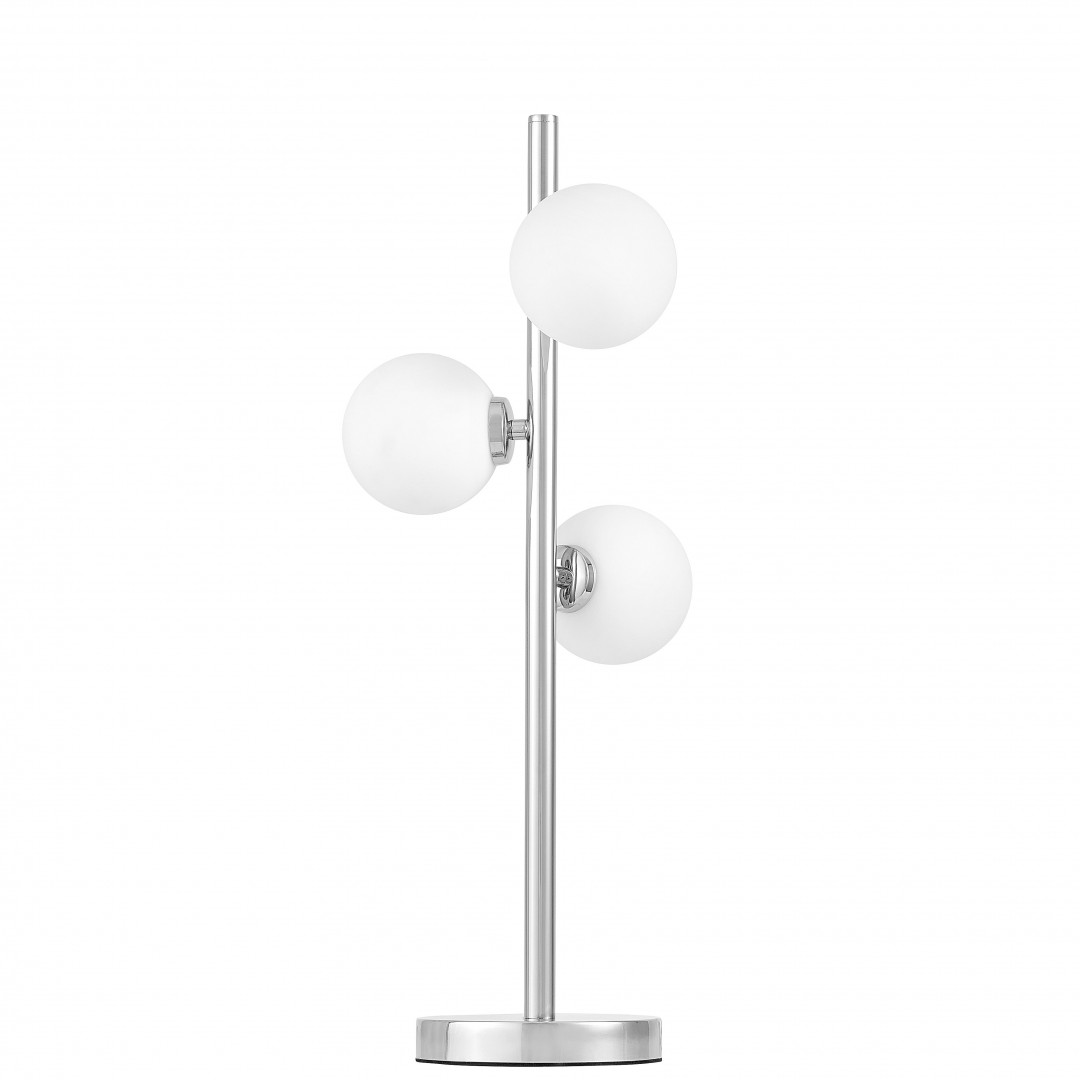 lampa stołowa biurkowa nowoczesna chromowana białe kule marsiada 3 lumina deco na białym tle