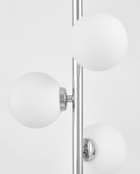  lampa stołowa biurkowa nowoczesna chromowana białe kule marsiada 3 lumina deco zbliżenie kloszy