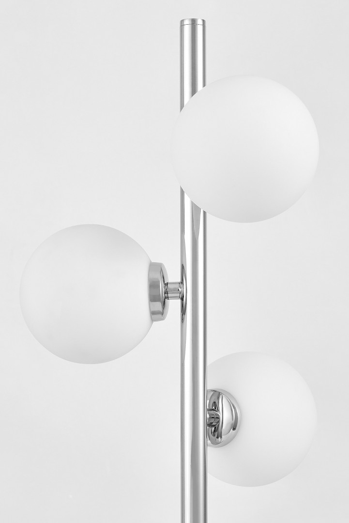 lampa stołowa biurkowa nowoczesna chromowana białe kule marsiada 3 lumina deco zbliżenie kloszy