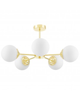 LAMPA WISZĄCA SUFITOWA NOWOCZESNA ZŁOTO KLASYCZNE BIAŁE KULE FINO 5 LED