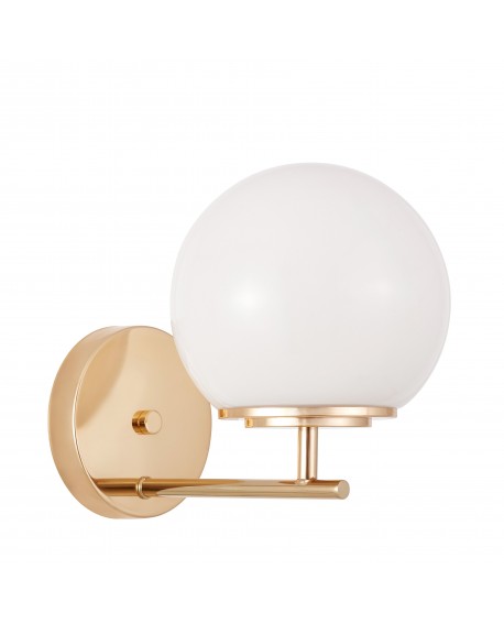 Kinkiet glamour Lumina Deco ALTONA złoty z białą szklaną kulą do nowoczesnych wnętrz