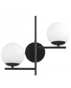 Nowoczesna czarna lampa ścienna z białymi szklanymi kloszami do salonu z serii FINO Lampit