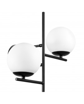 Lampa ścienna czarna z białymi kulistymi kloszami do nowoczesnego wnętrza