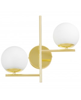 Stylowy złoty kinkiet z białymi kulami Ledo W2 do przedpokoju lub salonu