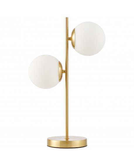 Biurkowa lampa w stylu nowoczesnym ze złotym stelażem i białymi kloszami Lampit TESO W2