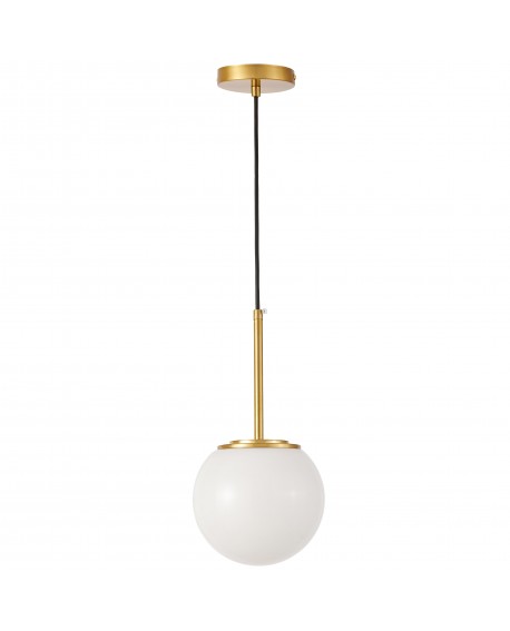 Nowoczesna lampa wisząca Lumina Deco Altona W1 z białym kloszem na mosiężnej podsufitce