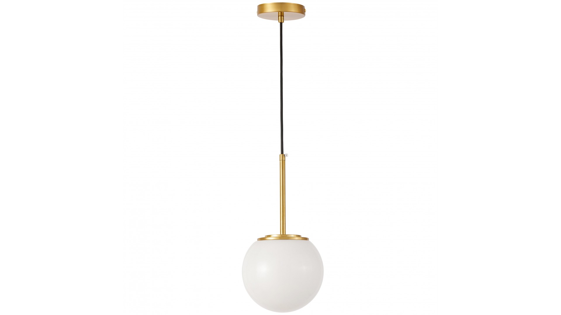 Nowoczesna lampa wisząca Lumina Deco Altona W1 z białym kloszem na złotej szczotkowanej podsufitce