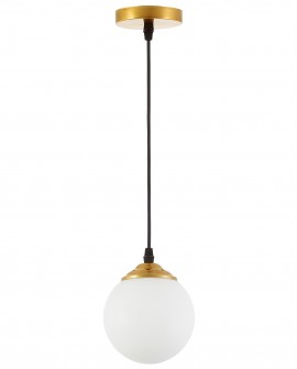 LAMPA WISZĄCA SUFITOWA NOWOCZESNA ZŁOTO SZCZOTKOWANE BIAŁA KULA FINO W1 LED