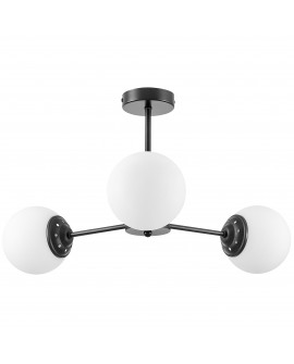 LAMPA WISZĄCA SUFITOWA NOWOCZESNA CZARNA BIAŁE KULE FINO 3 LED