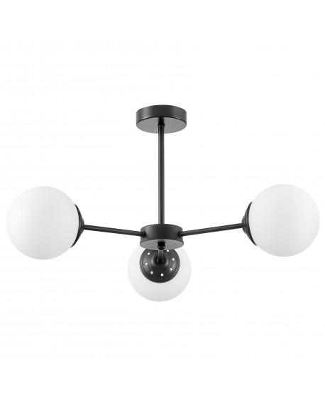 czarna lampa sufitowa z trzema kulistymi kloszami do salonu nowoczesne oświetlenie marki Lampit designerski model Fino W3
