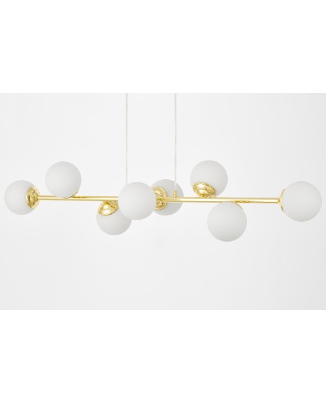  żyrandol fino 8 led złoto klasyczne białe kule ujęcie z góry nowoczesna lampa sufitowa