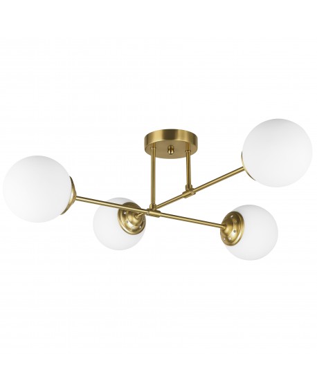 Lampa wisząca Fino 4 LED w złocie szczotkowanym, nowoczesny żyrandol z czterema białymi kulami – Lampit