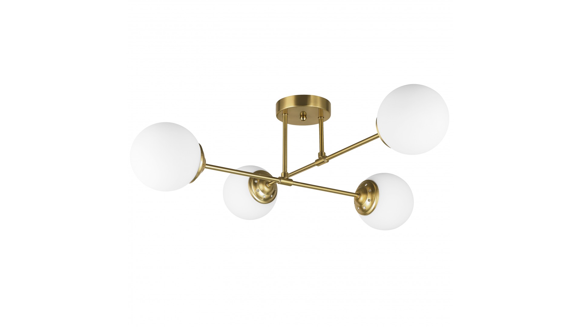 Lampa wisząca Fino 4 LED w złocie szczotkowanym, nowoczesny żyrandol z czterema białymi kulami – Lampit
