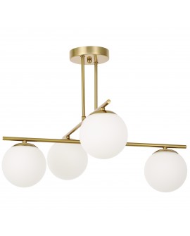Lampa Ledo wisząca szczotkowane złoto 4 białe kule do eleganckiego oświetlenie wnętrza Lampit