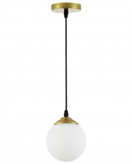 LAMPA WISZĄCA SUFITOWA NOWOCZESNA ZŁOTO SZCZOTKOWANE BIAŁA KULA FINO W1 LED