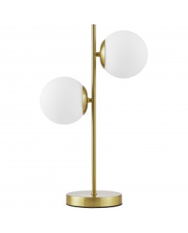 Biurkowa lampa w stylu nowoczesnym ze złotym stelażem i białymi kloszami Lampit TESO W2